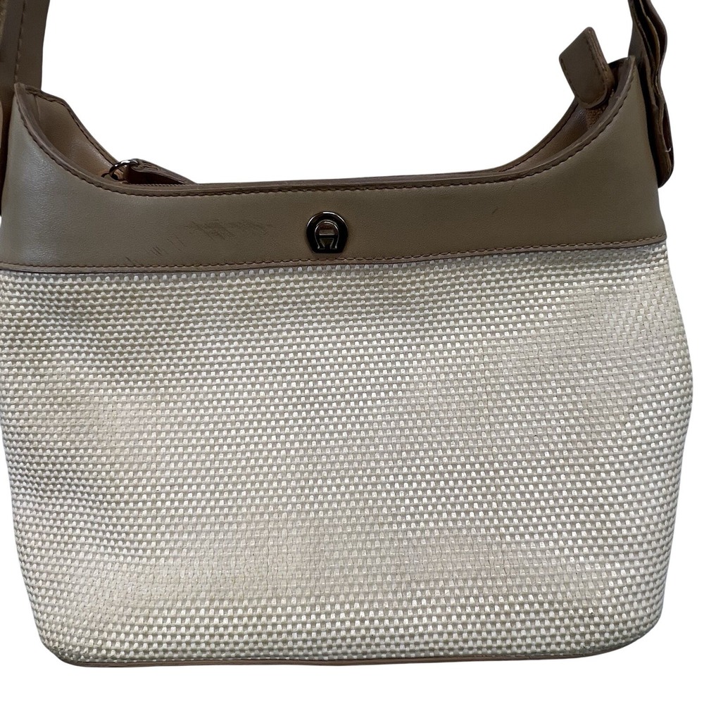 Etienne Aigner‎ Vintage Woven Bag Purse Faux Leather Trim 10x7x3.5" READ